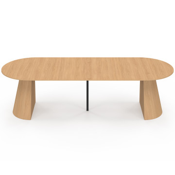 Table à manger ronde extensible Elvis effet hêtre Ø110-300cm