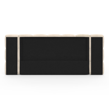 Lit coffre Bubble 140x190cm velours beige chevets intégrés