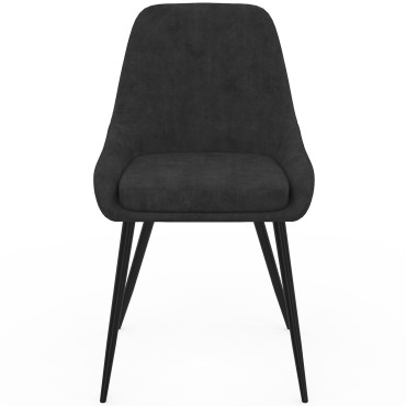 Chaises Olivia velours noir pieds métal noirs - lot de 6