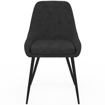 Chaises Olivia velours noir pieds métal noirs - lot de 6