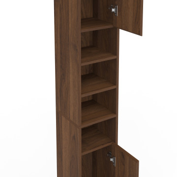 Colonne salle de bain Tom effet noyer 2 portes 4 niches