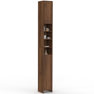 Colonne salle de bain Tom effet noyer 2 portes 4 niches