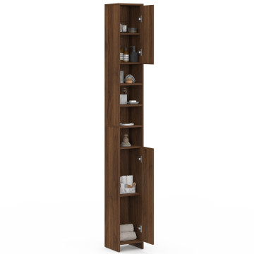 Colonne salle de bain Tom effet noyer 2 portes 4 niches