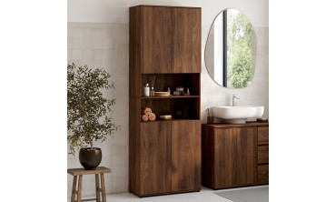 Armoire salle de bain Tom effet noyer 4 portes