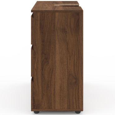 Meuble sous vasque Tom effet noyer placards et tiroirs