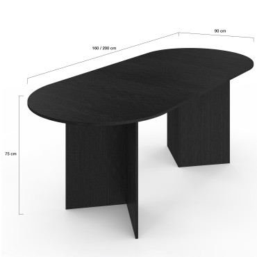 Table à manger extensible Gabin 160-200cm noir
