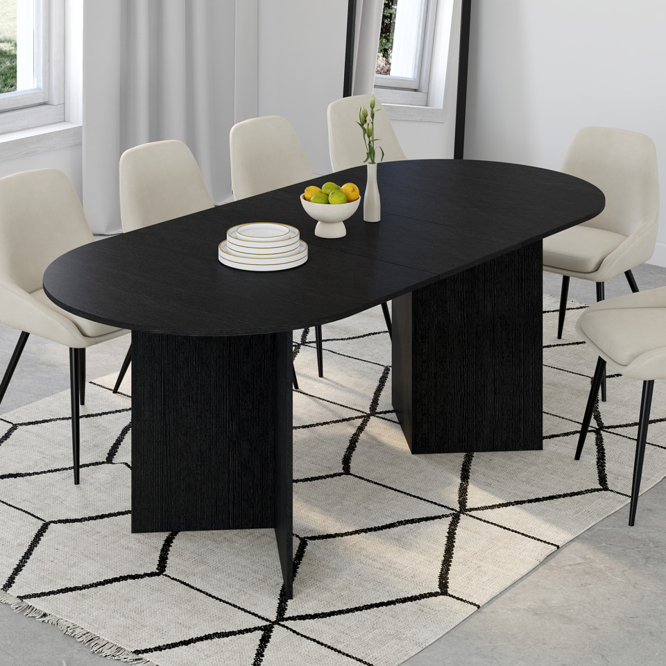 Table à manger extensible Gabin 160-200cm noir