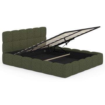 Lit coffre Bubble 160x200cm bouclette vert kaki