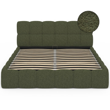 Lit coffre Bubble 160x200cm bouclette vert kaki