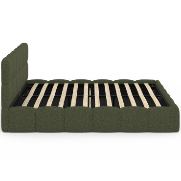 Lit coffre Bubble 160x200cm bouclette vert kaki