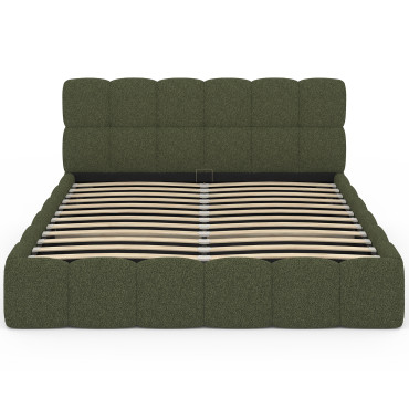Lit coffre Bubble 160x200cm bouclette vert kaki