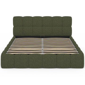 Lit coffre Bubble 160x200cm bouclette vert kaki
