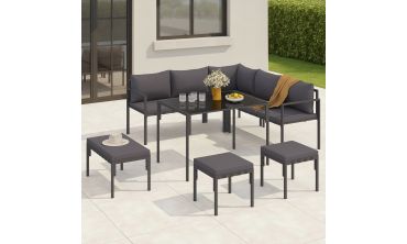 Salon de jardin Tropéa 8 places gris 2 en 1