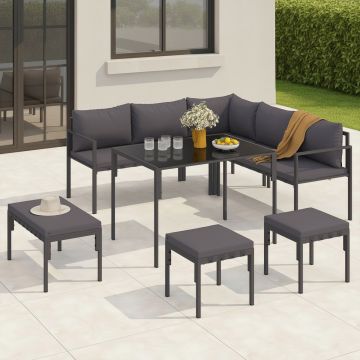 Salon de jardin Tropéa 8 places gris 2 en 1