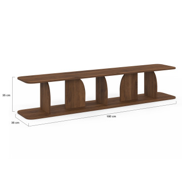 Meuble TV Japandi effet noyer L180cm