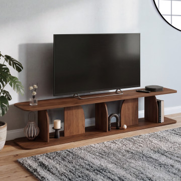 Meuble TV Japandi effet noyer L180cm