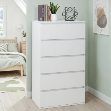 Commode Tom 5 tiroirs blanche