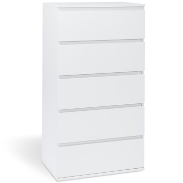 Commode Tom 5 tiroirs blanche