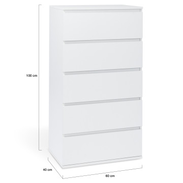 Commode Tom 5 tiroirs blanche