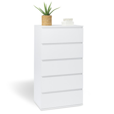 Commode Tom 5 tiroirs blanche