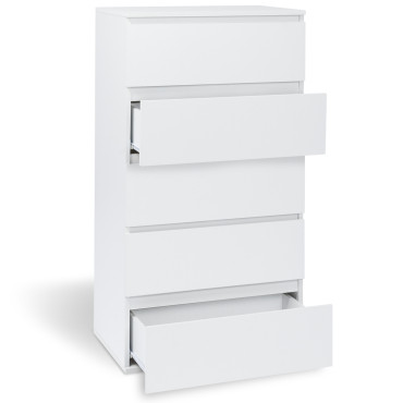 Commode Tom 5 tiroirs blanche