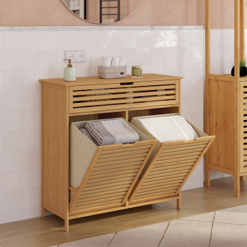 Meuble salle de bain Maya 2 paniers à linge bambou