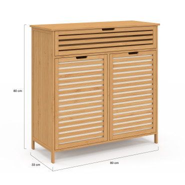 Meuble salle de bain Maya 2 paniers à linge bambou