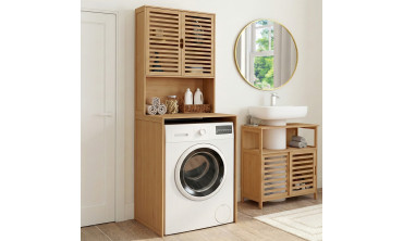 Meuble dessus WC Maya bambou armoire double portes
