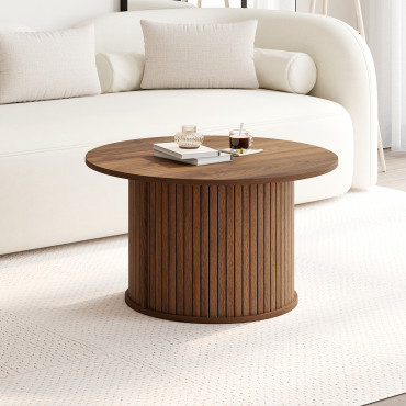 Table basse ronde Albane effet noyer Ø70cm