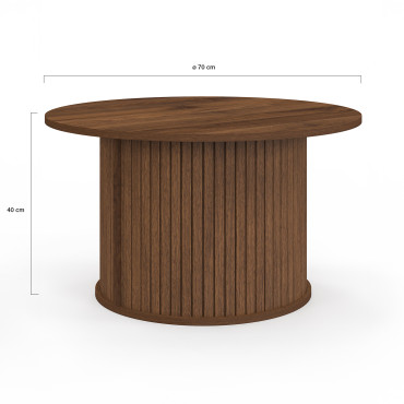 Table basse ronde Albane effet noyer Ø70cm