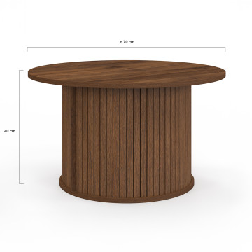 Table basse ronde Albane effet noyer Ø70cm