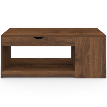 Table basse Elina relevable coffre latéral bois effet noyer