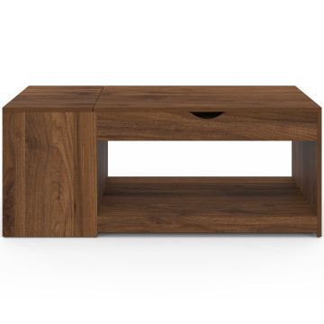 Table basse Elina relevable coffre latéral bois effet noyer