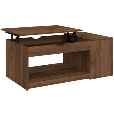 Table basse Elina relevable coffre latéral bois effet noyer