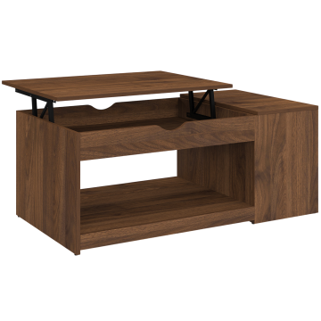 Table basse Elina relevable coffre latéral bois effet noyer