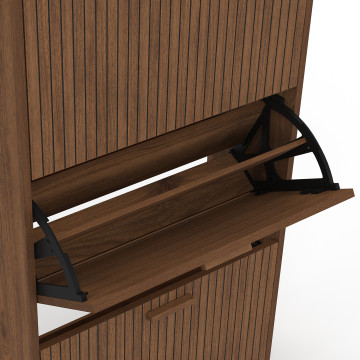 Meuble chaussures Faustine 3 portes effet noyer - 18 paires