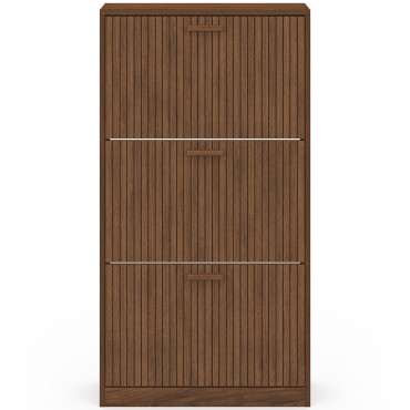 Meuble chaussures Faustine 3 portes effet noyer - 18 paires