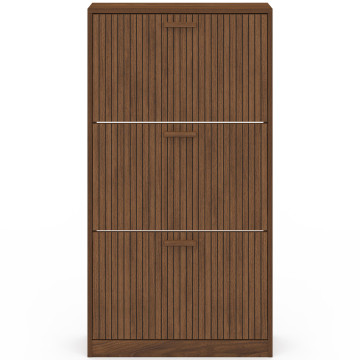 Meuble chaussures Faustine 3 portes effet noyer - 18 paires