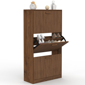 Meuble chaussures Faustine 3 portes effet noyer - 18 paires