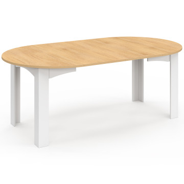 Table à manger ronde extensible Dina bois blanc Ø110-200cm