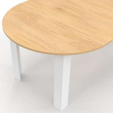 Table à manger ronde extensible Dina bois blanc Ø110-200cm