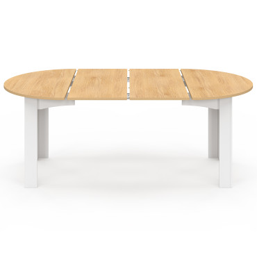 Table à manger ronde extensible Dina bois blanc Ø110-200cm