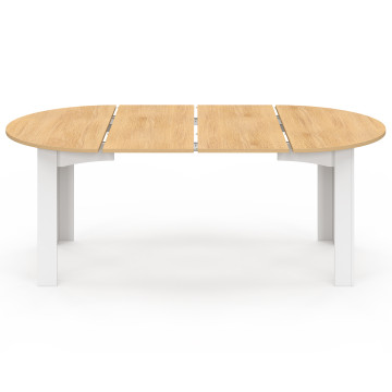 Table à manger ronde extensible Dina bois blanc Ø110-200cm