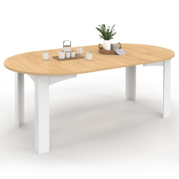 Table à manger ronde extensible Dina bois blanc Ø110-200cm