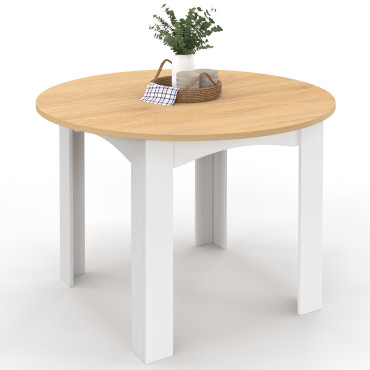 Table à manger ronde extensible Dina bois blanc Ø110-200cm