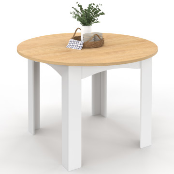 Table à manger ronde extensible Dina bois blanc Ø110-200cm