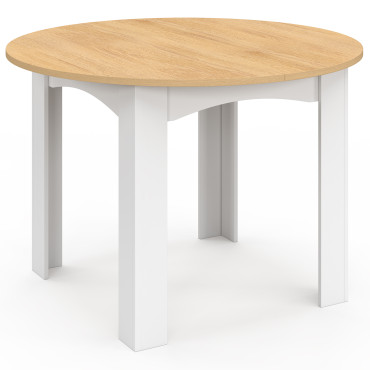 Table à manger ronde extensible Dina bois blanc Ø110-200cm