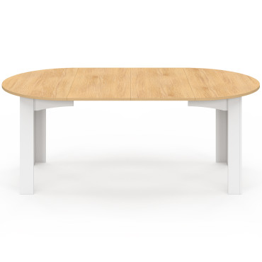 Table à manger ronde extensible Dina bois blanc Ø110-200cm