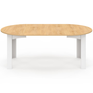 Table à manger ronde extensible Dina bois blanc Ø110-200cm