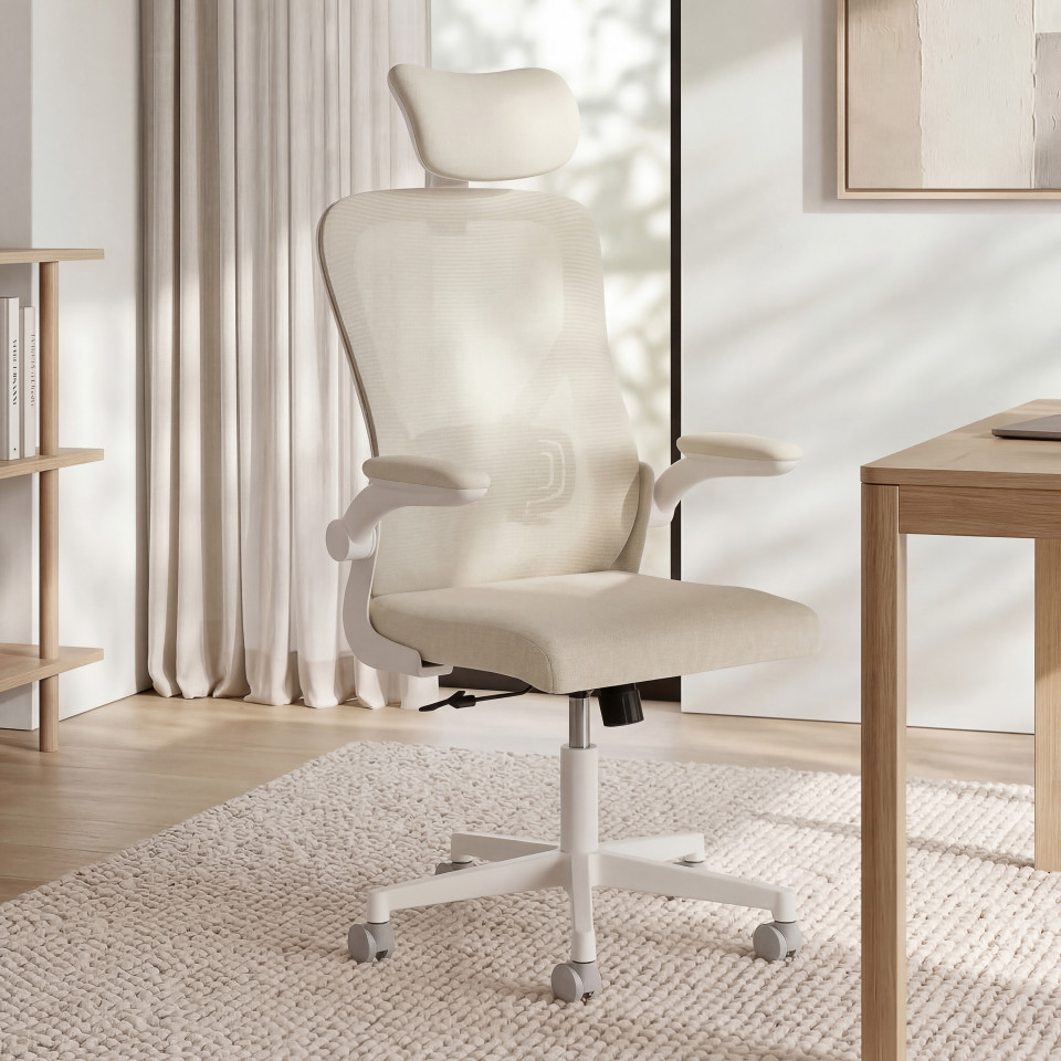 Fauteuil de bureau à roulettes James beige